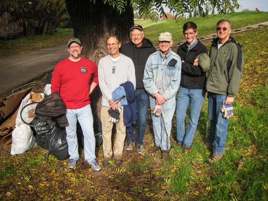 (From left) Carl Gardner, Don Thornberry, Larry Shaw, Jeff Voeller, Erik Jensen and Mark Gray. Missing are Nancy Gilbert, Patricia Pratt and (behind the camera) Dave Dawson. 