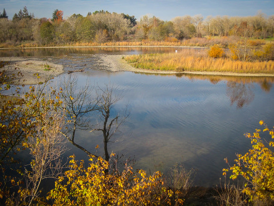 A view from the UU mile across the river toward the Paradise Beach area of River Park.