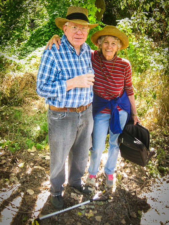 Betty and Lloyd Crockford pausing from the task-