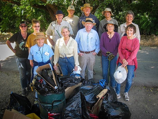 June 11, 2016 UUSS Parkway Cleanup Crew: From left, rear: Karen Hirsch, Toby Olson, John Abbott, Larry Thomas Larry Shaw, Don Thornberry, Cassandra Sove. Front row from left: Betty Crockford, Nancy Gilbert, Lloyd Crockford, Margaret Licha, Barbara Gardner.