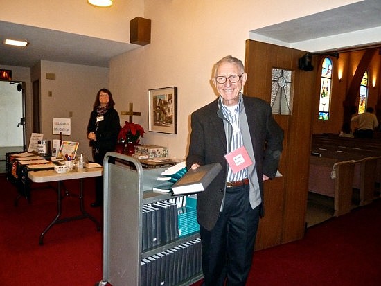 Jeff Voeller greeting on a Sunday at SAUCC during construction of our new space