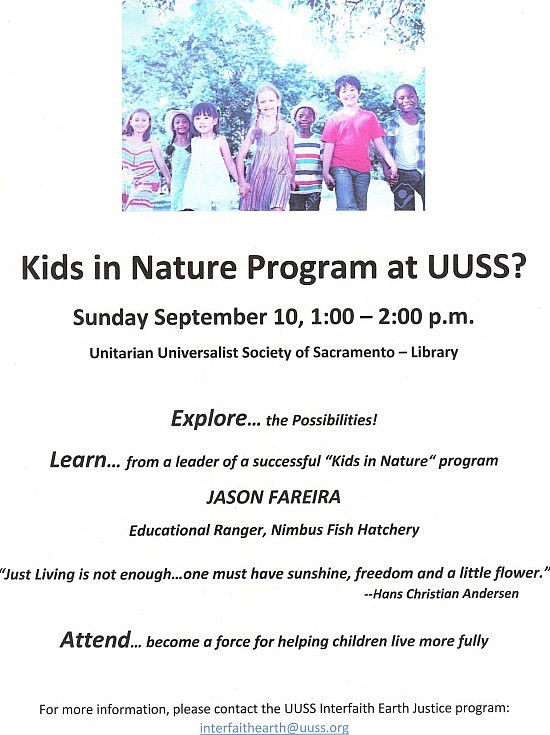 Kids to nature event September 2017 flyer JPEG