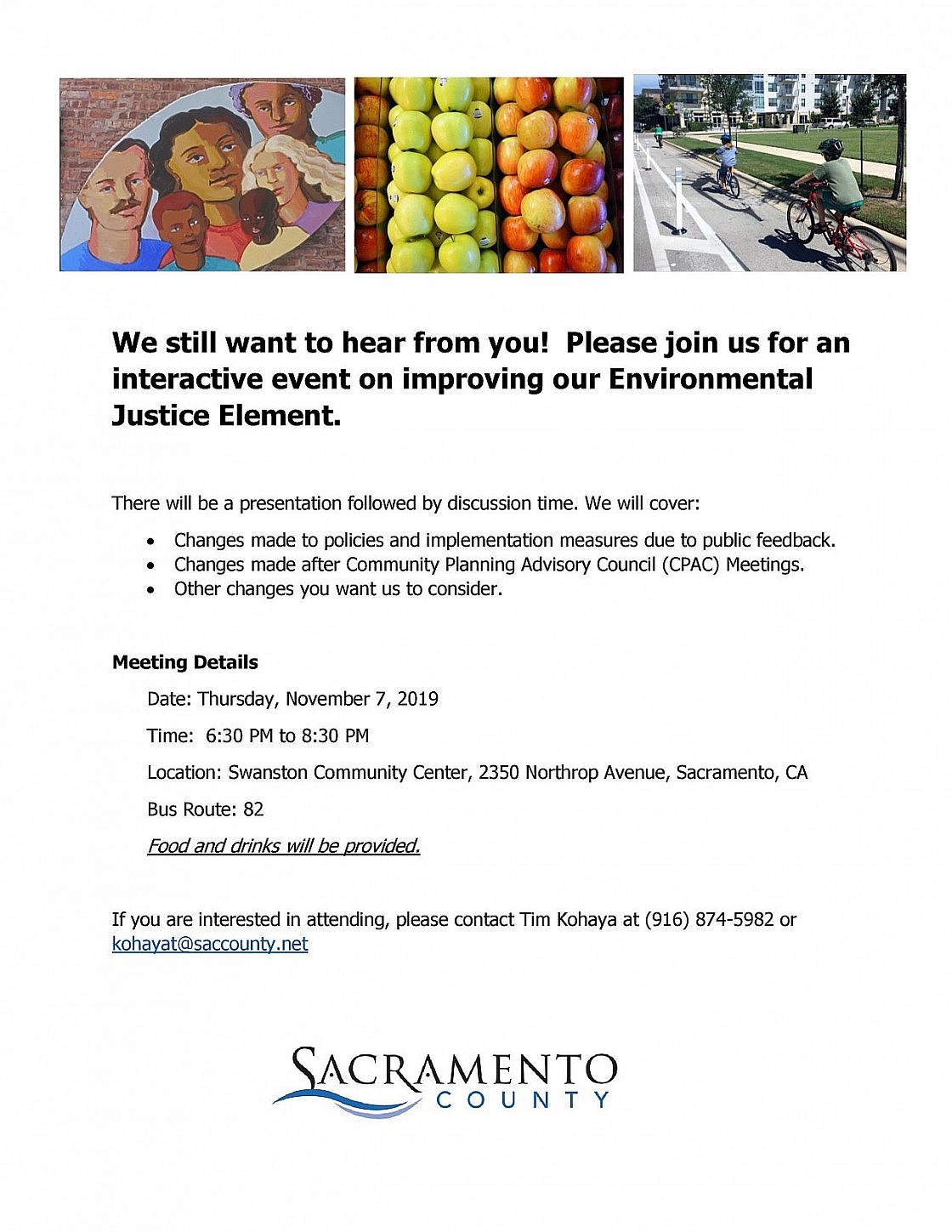 Flyer for Nov 7 EJ Element Outreach Meeting