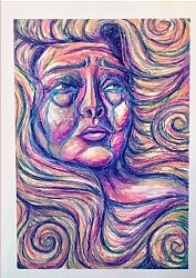 woman crying painting