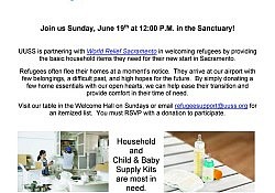 UUSS Refugee Welcome Kit flyer