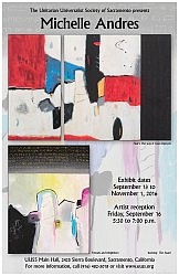 Next art reception for Michelle Andres, Friday, September 16th 5:30 to 7 PM.