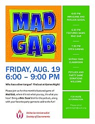 Join us for Mad Gab! Games Night Fri. 8/19 @ 6 PM