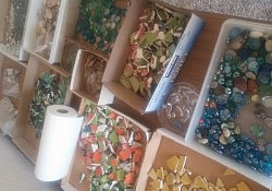 Mosaic materials donated by members of our congregation.