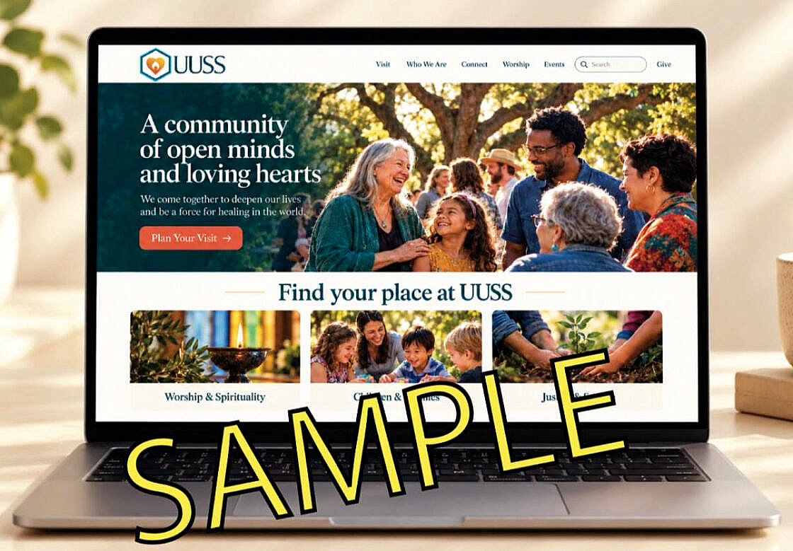Sample design of a new UUSS website shown on a laptop